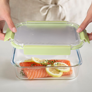 Leakproof Bpa-Miễn Phí Bữa Ăn Prep Thực Phẩm Lưu Trữ Bento Hộp Ăn Trưa Stackable Lò Vi Sóng An Toàn Kín Glass Thực Phẩm Lưu Trữ Container - Product Image 5