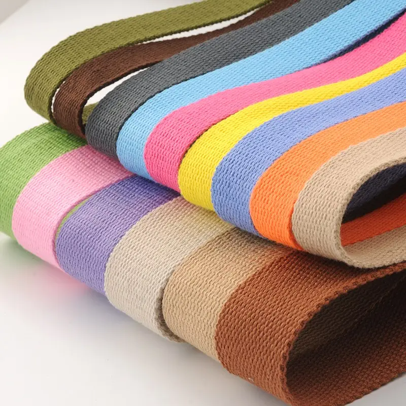 Custom Colorful Polyester Cotton Schoolbag Strap for Backpack Braided Belt for Cloth Thickened Webbing