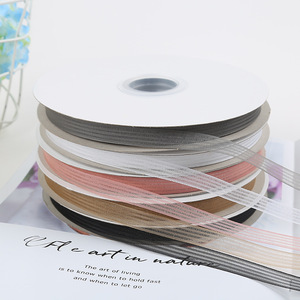 オーガンザ糸リボンフラワーギフト包装韓国風ストライプチュールDIY手作りリボンブーケサテンリボン - Product Image 1