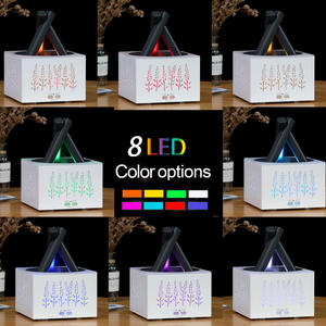 Difusor de Aroma con Diseño de Espiga de Trigo, Humidificador Cuadrado con Luz de Llama Simulada, Acabado en Madera Blanca, Alimentación USB, 0.5L - Product Image 2