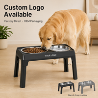 Gamelle surélevée pour chien OEM, hauteur réglable, double gamelle en acier inoxydable, pliable, antidérapante, portable, pour chiens