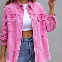 Veste longue en jean décontractée et ample pour femme, respirante et écologique, avec empiècements à trous, collection automne