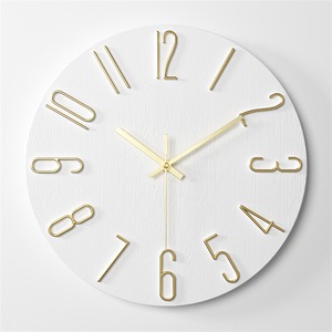 Minimalist Round Wall <b>Clock</b> Silent Quartz Analog Hanging <b>Clock</b> Nordic Modern Beige Gold Tone for Living Room <b>Bedroom</b> - Product Image 3