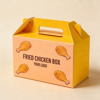 Boîte à emporter en papier pour poulet frit avec logo personnalisé, impression numérique, emballage alimentaire pour snacks, boîte avec poignée