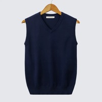 Chaleco de Punto Fino sin Mangas Estilo Preppy, Unisex, Cuello en V, Color Sólido, Combinable con Todo, Poliéster, Todas las Temporadas, Disponible