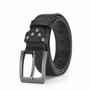 Ceinture pour homme en cuir véritable de vache, boucle en alliage avec anneau en D, boucle rectangulaire à ardillon, décontractée, Tiyo, largeur 3,5 cm, durable - Product Image 5