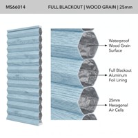 Tissu pour stores alvéolaires occultants en non-tissé Spunlace, motif grain de bois bleu clair, imperméable, 25 mm, sur mesure