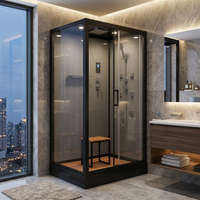 Cabine de douche intelligente au design luxueux avec finition dorée, cabine de douche intelligente pour suite présidentielle