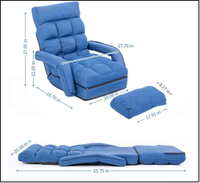 Silla de Piso Ajustable de 6 Posiciones, Plegable, Tipo Sofá para Juegos, Color Azul