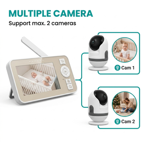Tuya <b>Smart</b> <b>WiFi</b> Baby Monitor 4 Inch IPS Screen 1080P With Night Vision Two Way Audio Pan Tilt Temperature Monitoring - Product Image 2