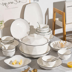 Restaurant cadeau Style créatif <span class=keywords><strong>maison</strong></span> assiette assiette bol alimentaire filet célébrité cuillère <span class=keywords><strong>vaisselle</strong></span> en céramique bol ensemble - Product Image 1