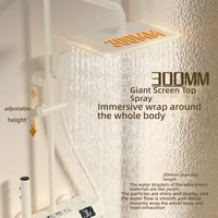 Ensemble de douche thermostatique intelligent blanc de luxe avec affichage numérique, système de douche avec douchette à main et douche pluie