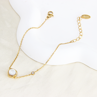 Vente en gros de bijoux fantaisie en acier inoxydable plaqué or 14 carats avec zircon, pour femmes, hypoallergéniques, personnalisables, en forme de coquille