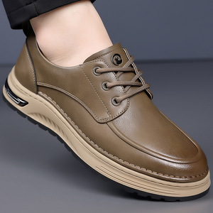 รองเท้าหนังผู้ชายสไตล์ลำลองแบบผูกเชือก ส้นเตี้ย พื้นยางนุ่ม ใส่ทำงานหรือพักผ่อนได้ - Product Image 2