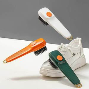 Shoe Brush Nylon Bristles Plastic Handle With Hanging Loop Soap Dispense For Cleaning Shoes - Product Image 1