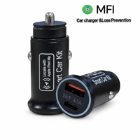 Chargeur de voiture universel USB + Type-C en ABS, sortie 12V/2A, modèle TR200, certification MIF, Find My Tracker