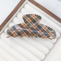 Pince à Cheveux Vintage à Carreaux Style Britannique, Motif Écossais Classique, 10cm, Antidérapante, Accessoire Cheveux
