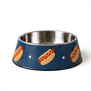 Cuenco para mascotas con diseño de salchicha de perrito, base antideslizante, azul oscuro, de acero inoxidable, comedero/abastecedor de agua para perros y gatos, venta al por mayor - Product Image 1