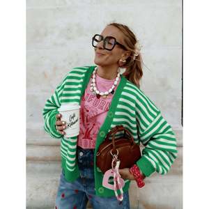 Striped Pocket <b>Cardigan</b> <b>Red</b> Women's <b>Cardigan</b> - Product Image 3