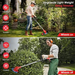 21V không dây điện Máy cắt cỏ vườn edger Trọng lượng nhẹ Weed wacker 3 lưỡi 2 pin pin Powered chuỗi Tông đơ cho - Product Image 3