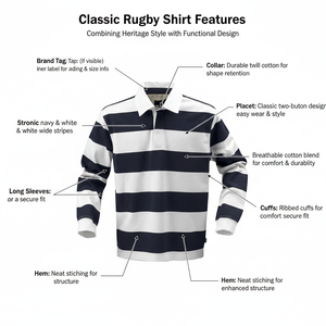 男女通用 B15 定制橄榄球队服 透气条纹长袖平纹针织面料 适合重量级 100% 聚酯纤维球衣 男女皆宜 - Product Image 1