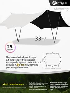 Fellowship Oxford Material> Tente d'auvent étanche de 3000mm Portable Camping Ground Pique-nique Parasol <span class=keywords><strong>Tunnel</strong></span> Pluie en forme de papillon - Product Image 5