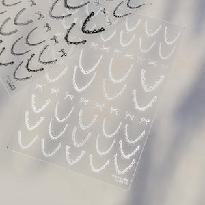Autocollants pour ongles TSZS, nouvelle ligne française mignonne avec nœud, autocollants pour ongles en dentelle 3D, ligne française, autocollants pour ongles - Product Image 2