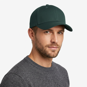 Gorra de Béisbol de Algodón Verde Sólido de 6 Paneles para Hombre, Ajustable, Estilo Casual - Product Image 2