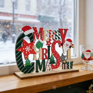 Decorazioni <span class=keywords><strong>Natalizie</strong></span> <span class=keywords><strong>in</strong></span> <span class=keywords><strong>Legno</strong></span> con Scritta 'Merry Christmas' Dipinte a Mano, Direttamente dalla Fabbrica, Ecologiche e Durevoli - Product Image 3