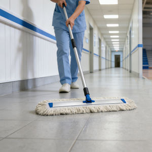 Serpillère en coton à grande surface pour usage intensif, industrielle, hôpital, salle de sport, hôtel, avec plaque en aluminium et fixation <span class=keywords><strong>velcro</strong></span> - Product Image 1