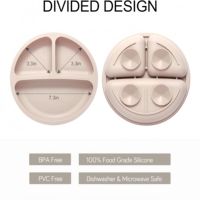 Assiettes à ventouse pour bébés, 100% silicone, assiettes qui restent en place grâce à la ventouse, design divisé, assiettes en silicone pour bébés