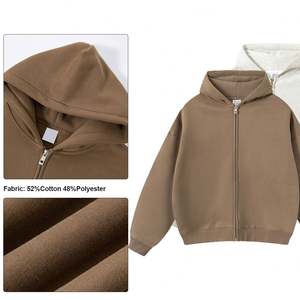 مخصص الوزن الثقيل عادي سحاب مزدوج من الصوفي هوديي اقتصاص الرجال بنطال رياضي وسحاب يصل مجموعة هوديي - Product Image 3