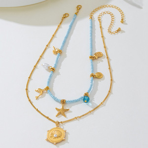Collar Bohemio de Concha Marina con Circonita, Inspirado en la Costa, Chapado en Oro de 18K, Resistente al Agua - Product Image 5