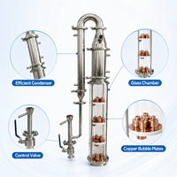 Colonne de distillation en verre à reflux Towin 3/4/6/8 pouces en acier inoxydable 304/cuivre/verre, accessoires d'équipement de distillation