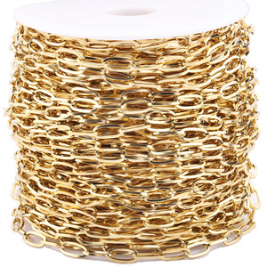 Cadena de alambre cuadrado de acero inoxidable chapada en oro de 18k para joyería, anillos, collares y diseño de bolsos, en rollo para embalaje. - Product Image 1