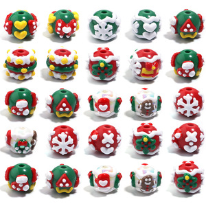 15mm Acrylic Christmas <b>Beads</b> Hand Painted Snowflake Christmas Tree <b>Beads</b> Diy Bracelet Necklace Mobile Phone Chain <b>Beads</b> - Product Image 1