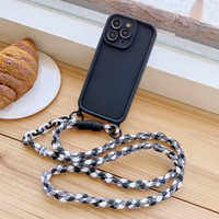 Étui à cordon pour iPhone 17 16 15 Pro Max 14 12 11 13 Plus X XS Max, avec cordon tour de cou, protection souple de l'objectif et coque mate