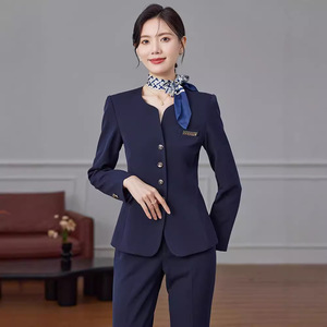 Women's Professional Suit Set Polyester Formal Full Sleeve Anti-Wrinkle <b>Work</b> Uniform - Product Image 1