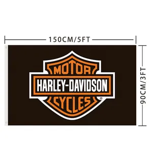 Bandeira de design personalizado de alta qualidade 3x5 pés 100% poliéster bandeira Harley Davidson fornecida personalizada