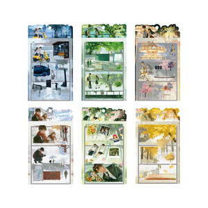 3 feuilles par paquet, autocollants <span class=keywords><strong>de</strong></span> paysages <span class=keywords><strong>de</strong></span> la série Youth Time Zone, autocollants pour journal créatif, fournitures pour journal créatif DIY - Product Image 5