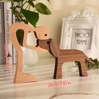 Figurine de chien en bois sculpté, design moderne, modèle rond, décoration pour la maison et le bureau, ornement de table de Noël