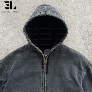 Veste <span class=keywords><strong>de</strong></span> travail LARSUR en toile <span class=keywords><strong>de</strong></span> <span class=keywords><strong>canard</strong></span> épaisse délavée et vieillie, doublée en sherpa, style Detroit, pour charpentier et ouvrier - Product Image 3