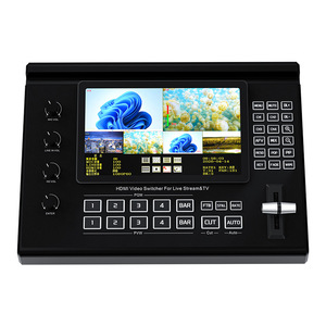 Switcher video con schermo da 7 pollici, 4 canali <span class=keywords><strong>HD</strong></span>, mixer per streaming live, switcher per studio virtuale, green screen, tutto in uno. - Product Image 3