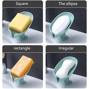 Support de Savon en Forme de Feuille pour Drainage, Boîte de Rangement Sans Eau, Plateau pour Éponge de Douche avec Ventouse, Fournitures de Bain et Toilettes en Gros - Product Image 2