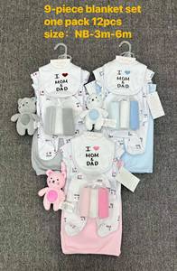 Set de Regalo Personalizado para Bebé Recién Nacido de 9 Piezas, 100% Algodón Ultra Suave, con Mameluco y Manta, Regalo para Baby Shower - Product Image 4