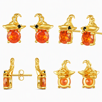 Boucles d'oreilles clous géométriques QX personnalisées OEM en argent sterling 925 plaqué or 18 carats avec zircon cubique orange, bijoux fins pour femmes, vente en gros
