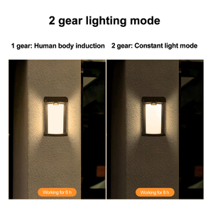 Lanterne murale solaire à LED avec détecteur de mouvement pour extérieur, luminaire mural pour patio, véranda, étanche, montage mural, clôture, garage, décoration - Product Image 5