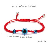Turc Main Tressé Bleu Oeil Perles Bracelet Chanceux Rouge Chaîne Charme pour Femmes et Hommes Plaqué Or Mode Amitié Bijoux