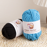 Fil à tricoter à la main en gros pour sacs DIY, 100g, teint uni, 46 couleurs, fil épais en tissu, fil en polyester en bandes de tissu