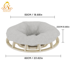 Lit pour animaux de compagnie de luxe, mignon et personnalisé, en bois massif rond, confortable et chaud pour chats et chiens, développé par EUR PET - Product Image 1